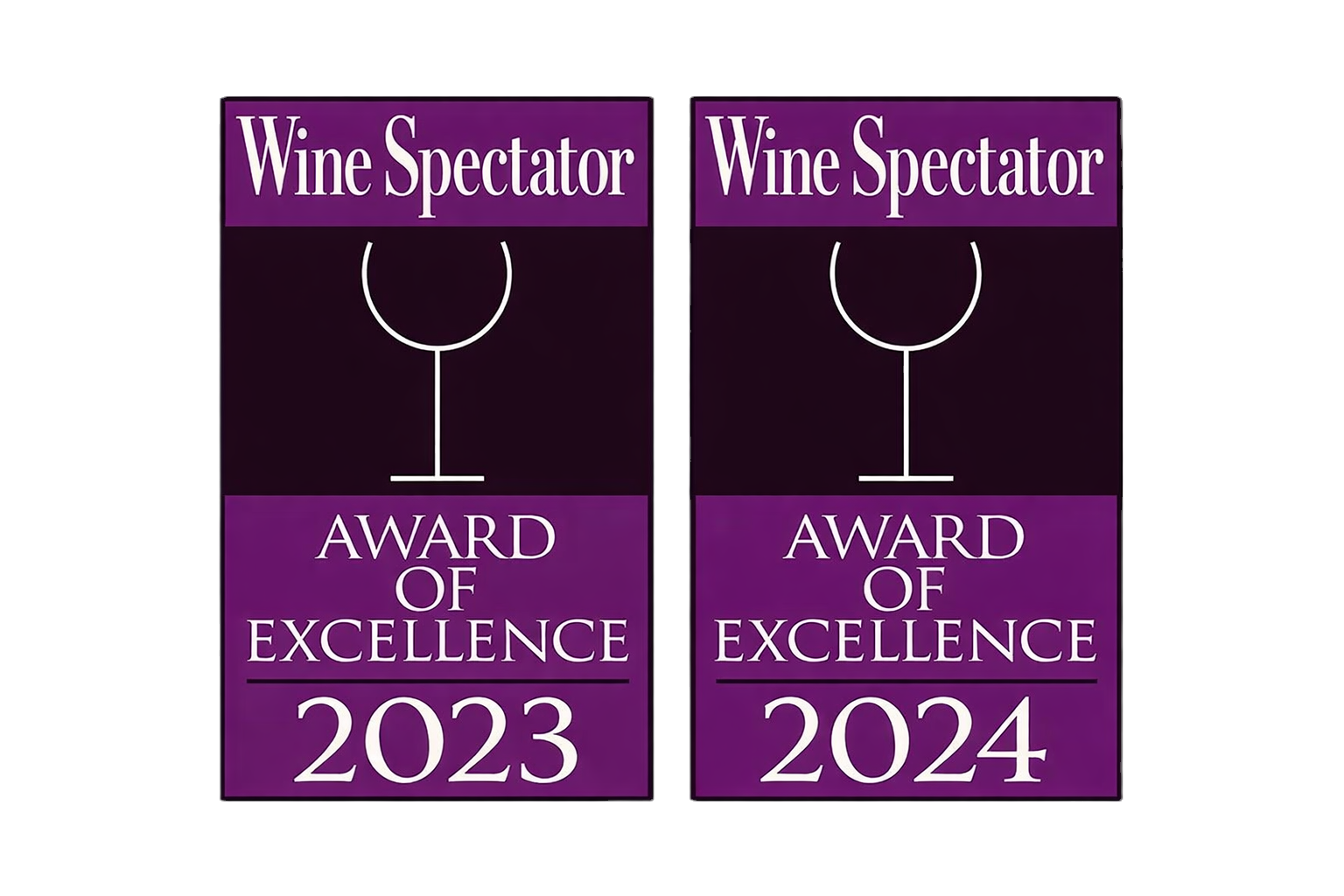 Wine Spectator Award of Excellence, 2023 and 2024